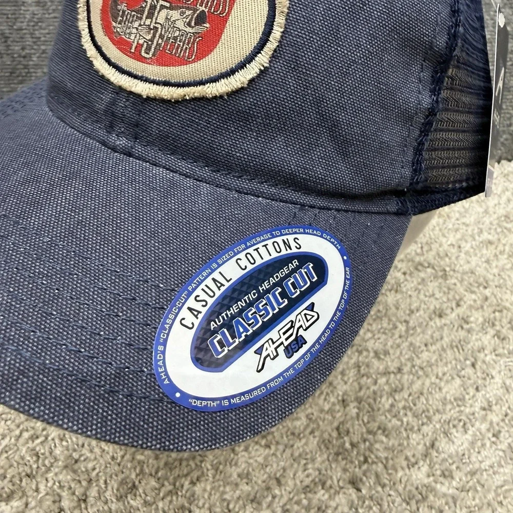 Kickin Cancer's Bass 15 Years Hat Cap Mesh Snapback Blue Fish For The Cure